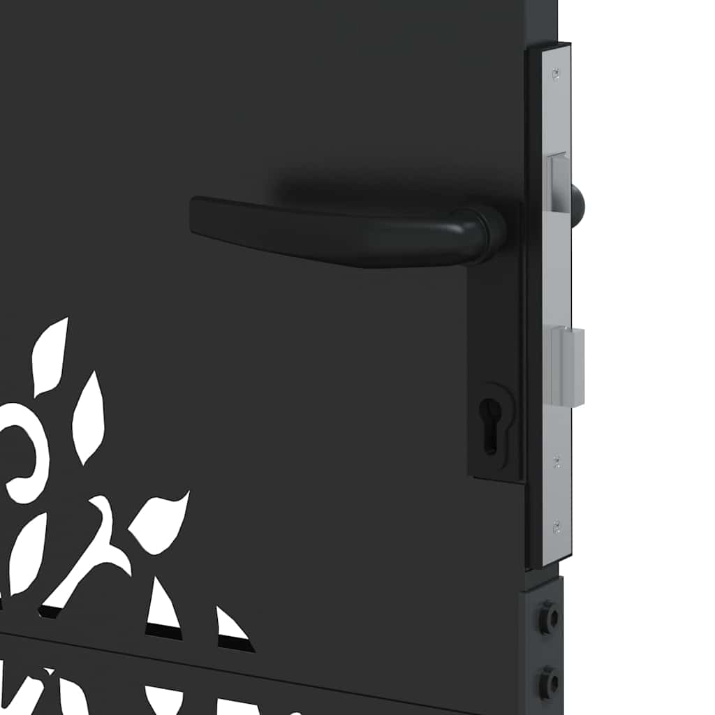 Puerta de jardín con cerradura Negro 110 x 105 cm