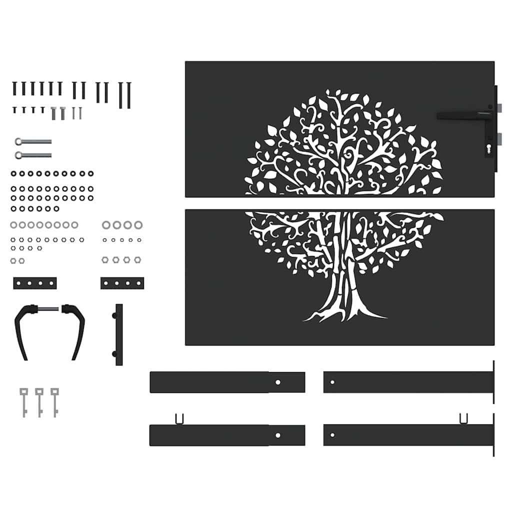 Puerta de jardín con cerradura Negro 110 x 105 cm