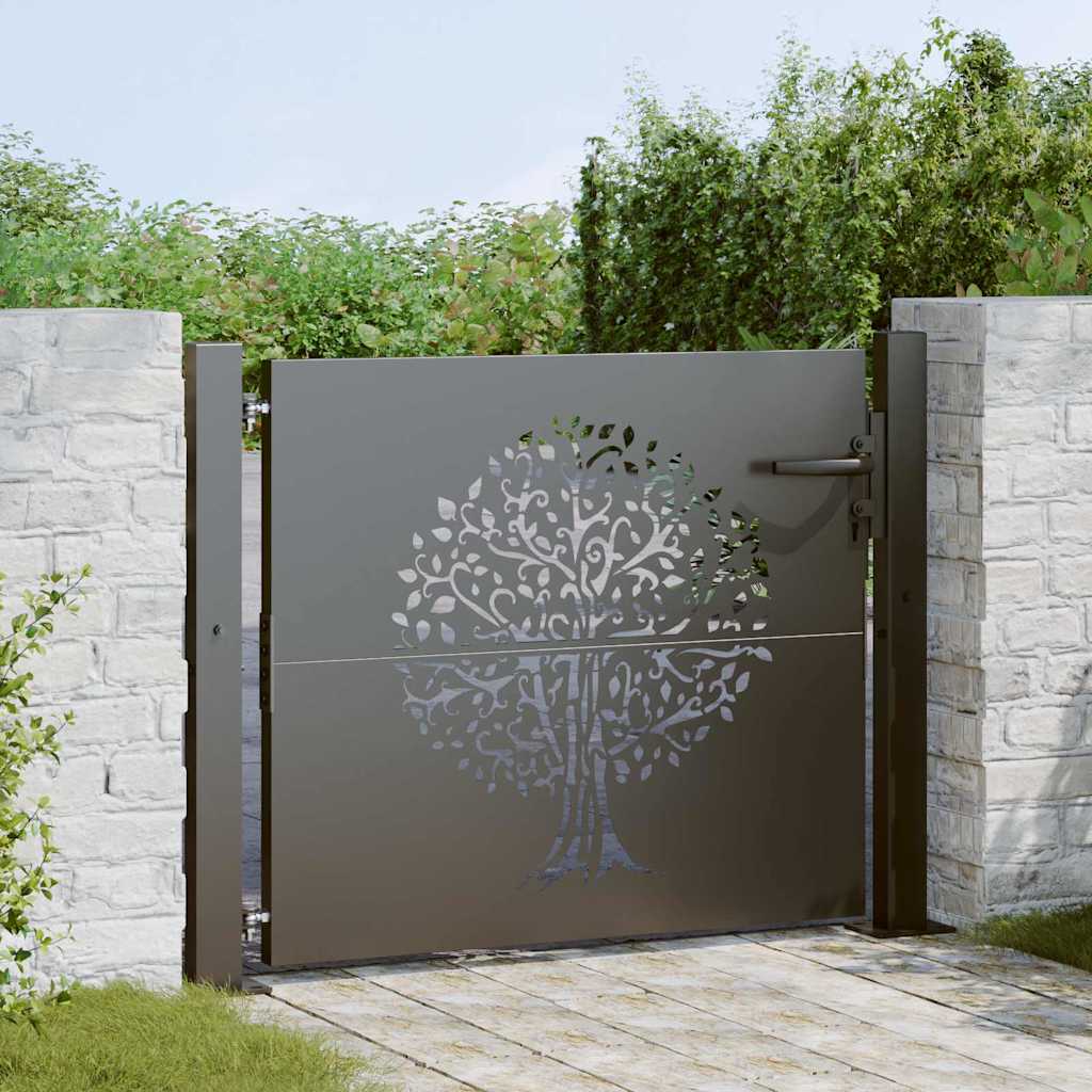 Puerta de jardín con cerradura Negro 110 x 105 cm