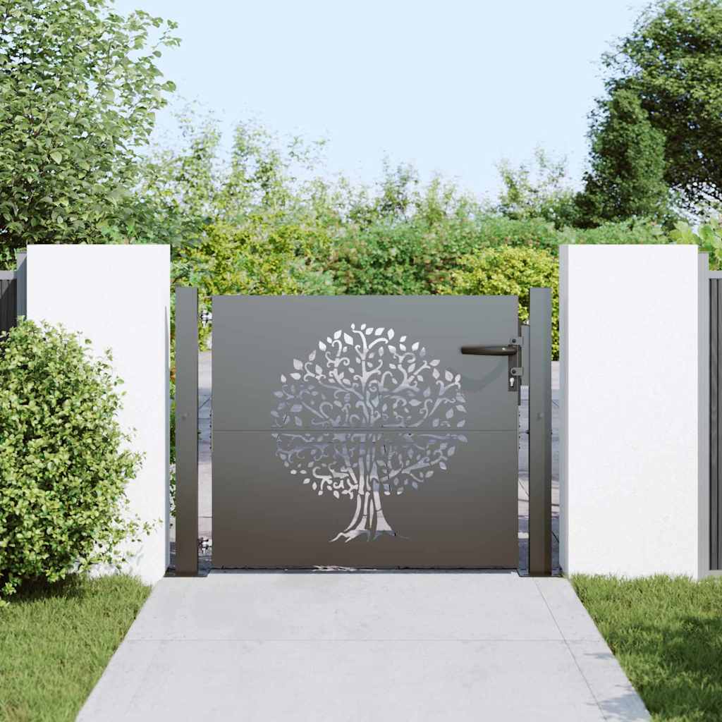 Puerta de jardín con cerradura Negro 110 x 105 cm
