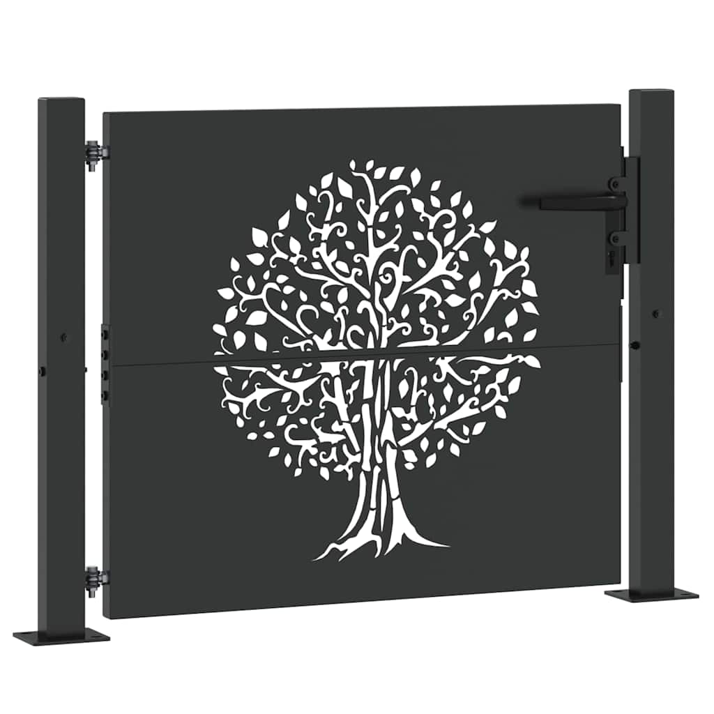 Puerta de jardín con cerradura Negro 110 x 105 cm