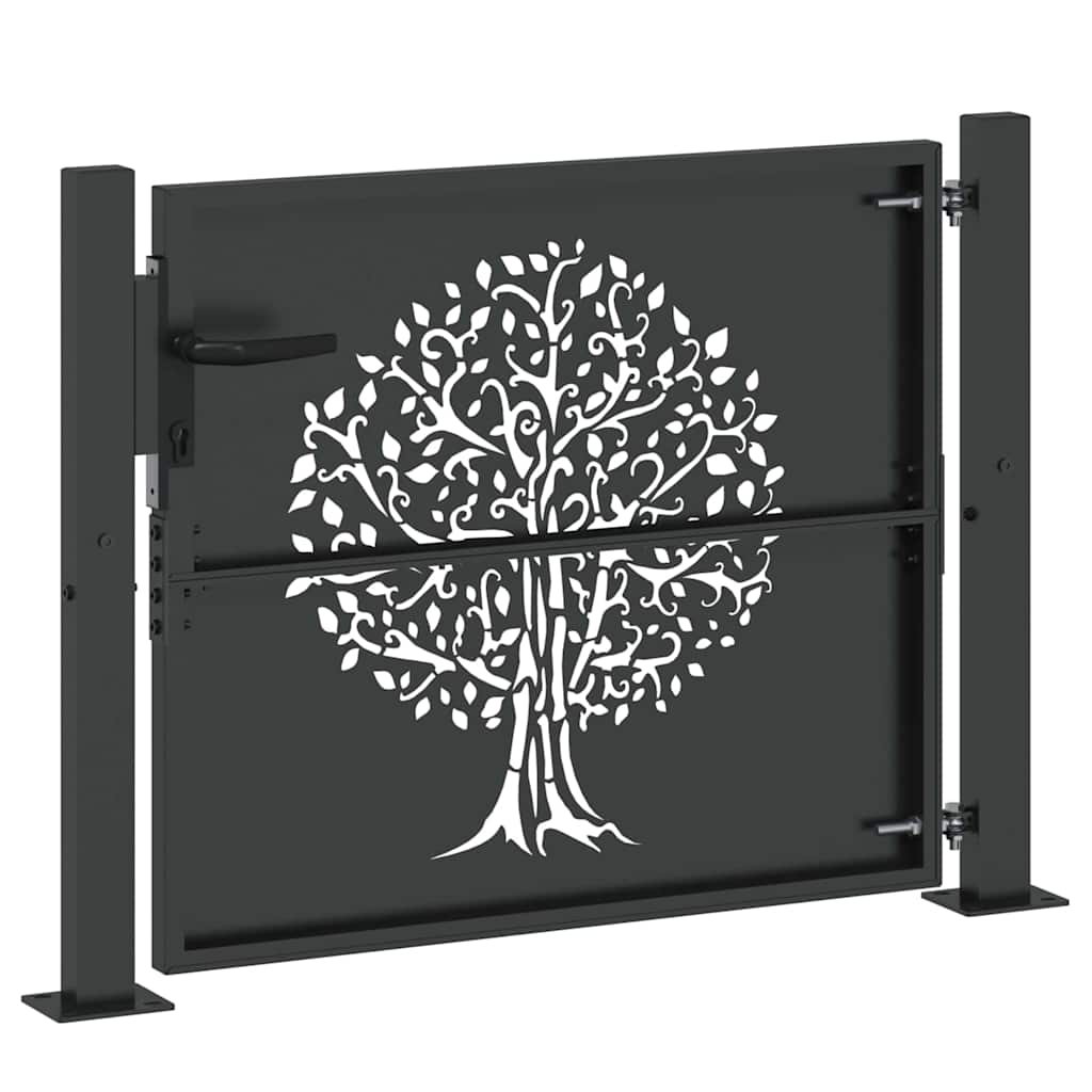 Puerta de jardín con cerradura Negro 110 x 105 cm