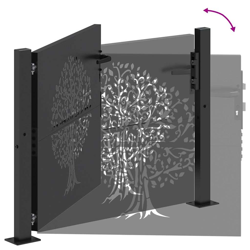Puerta de jardín con cerradura Negro 110 x 105 cm