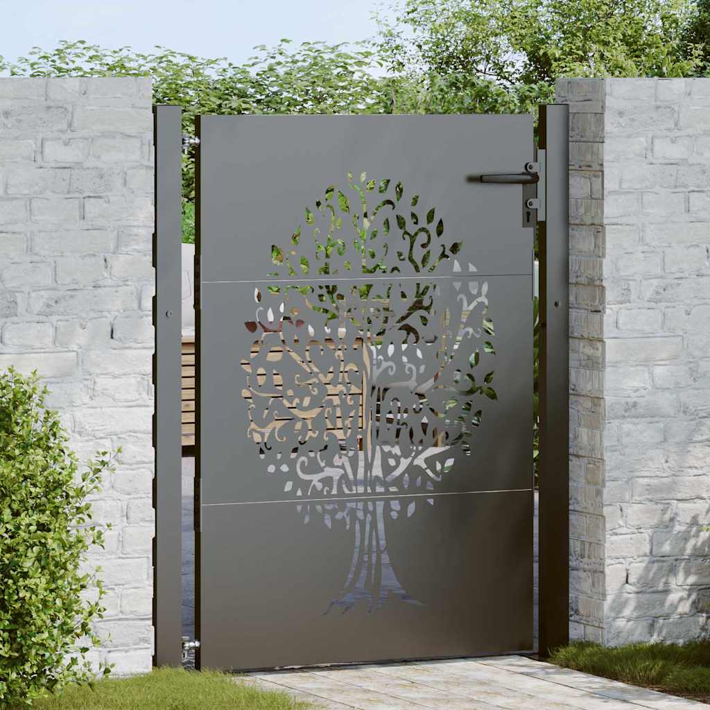 Garden Gate with Lock Black 110 x 105 cm