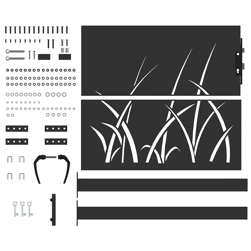 Puerta de jardín con cerradura Negro 110 x 105 cm