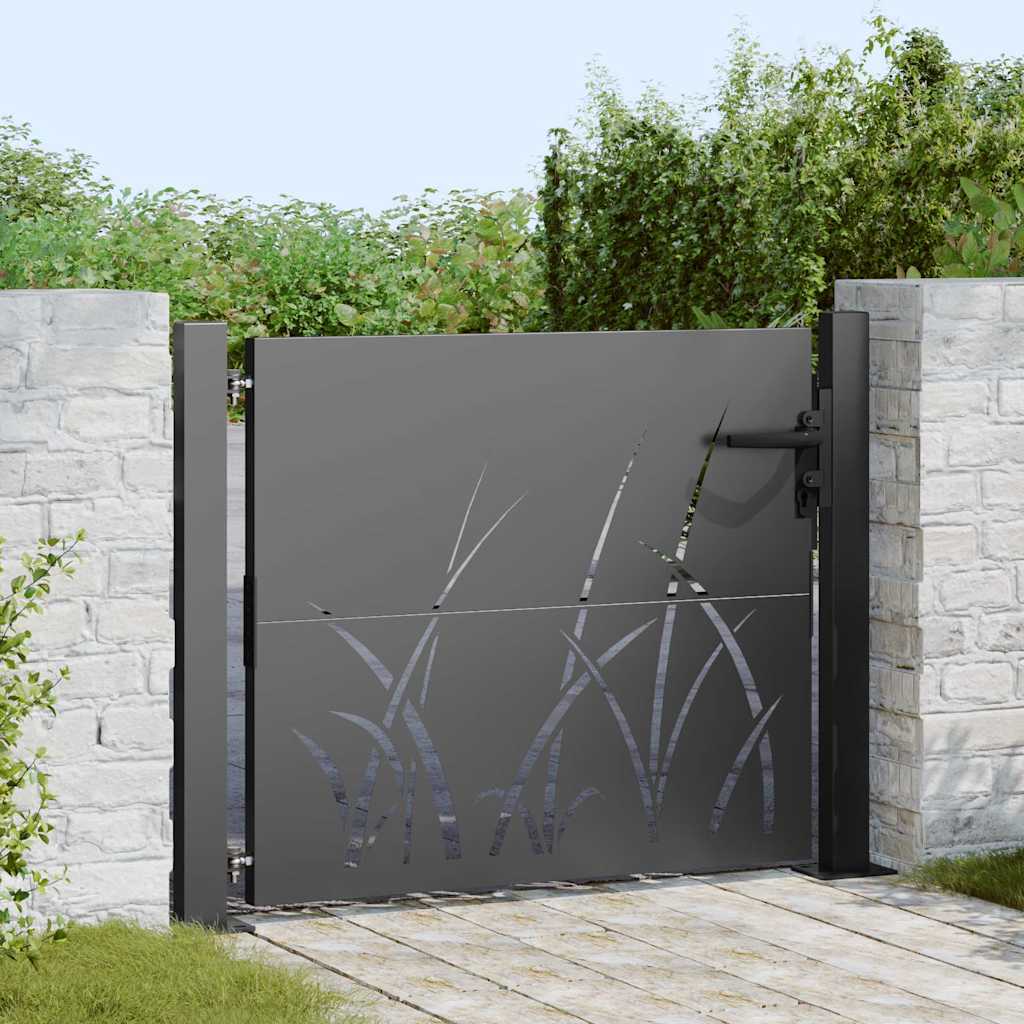Puerta de jardín con cerradura Negro 110 x 105 cm