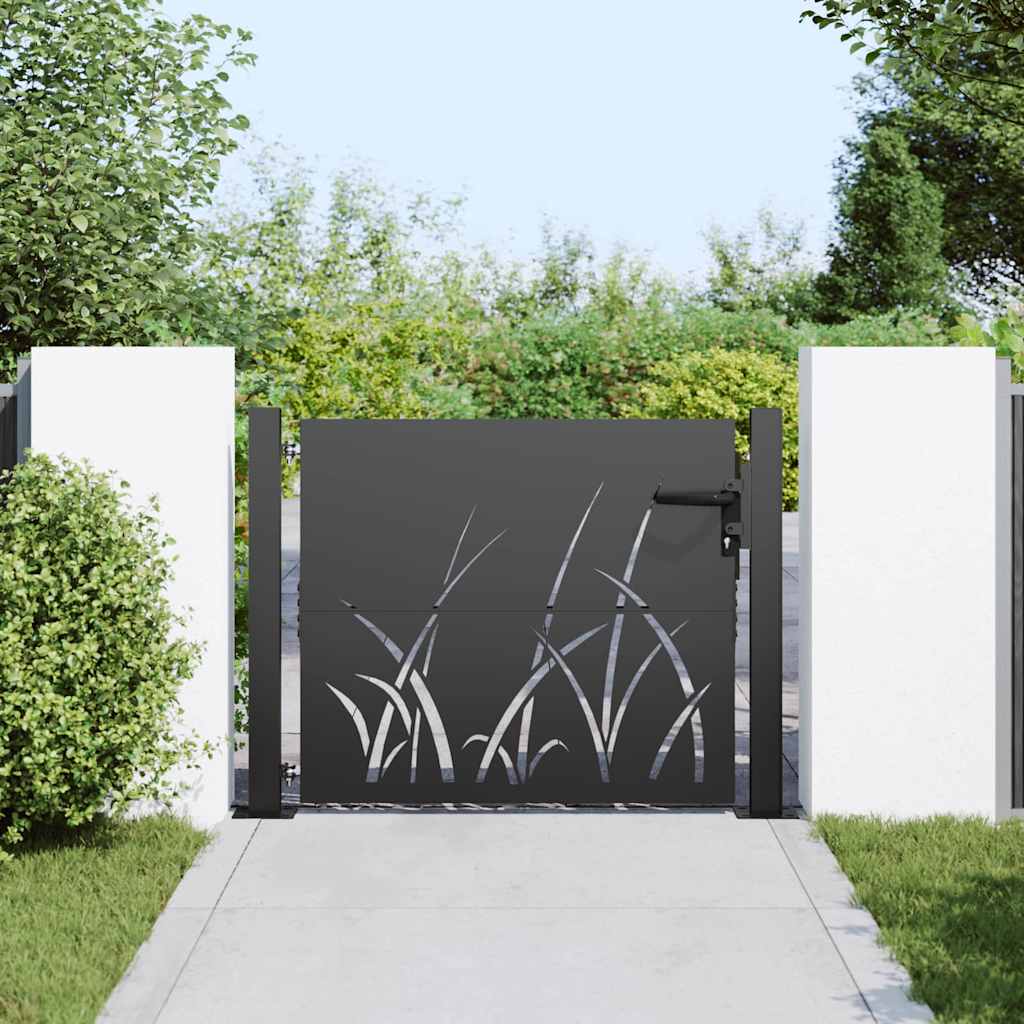 Puerta de jardín con cerradura Negro 110 x 105 cm