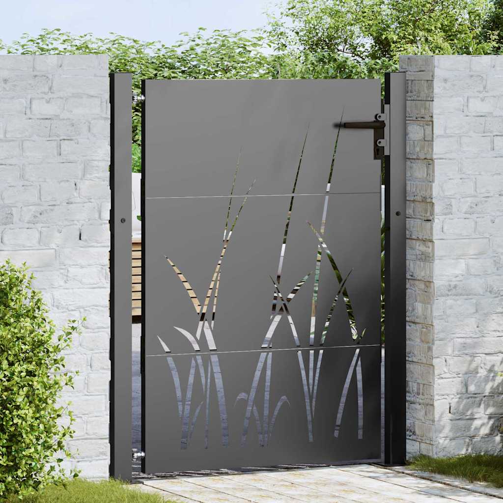 Puerta de jardín con cerradura Negro 110 x 130 cm