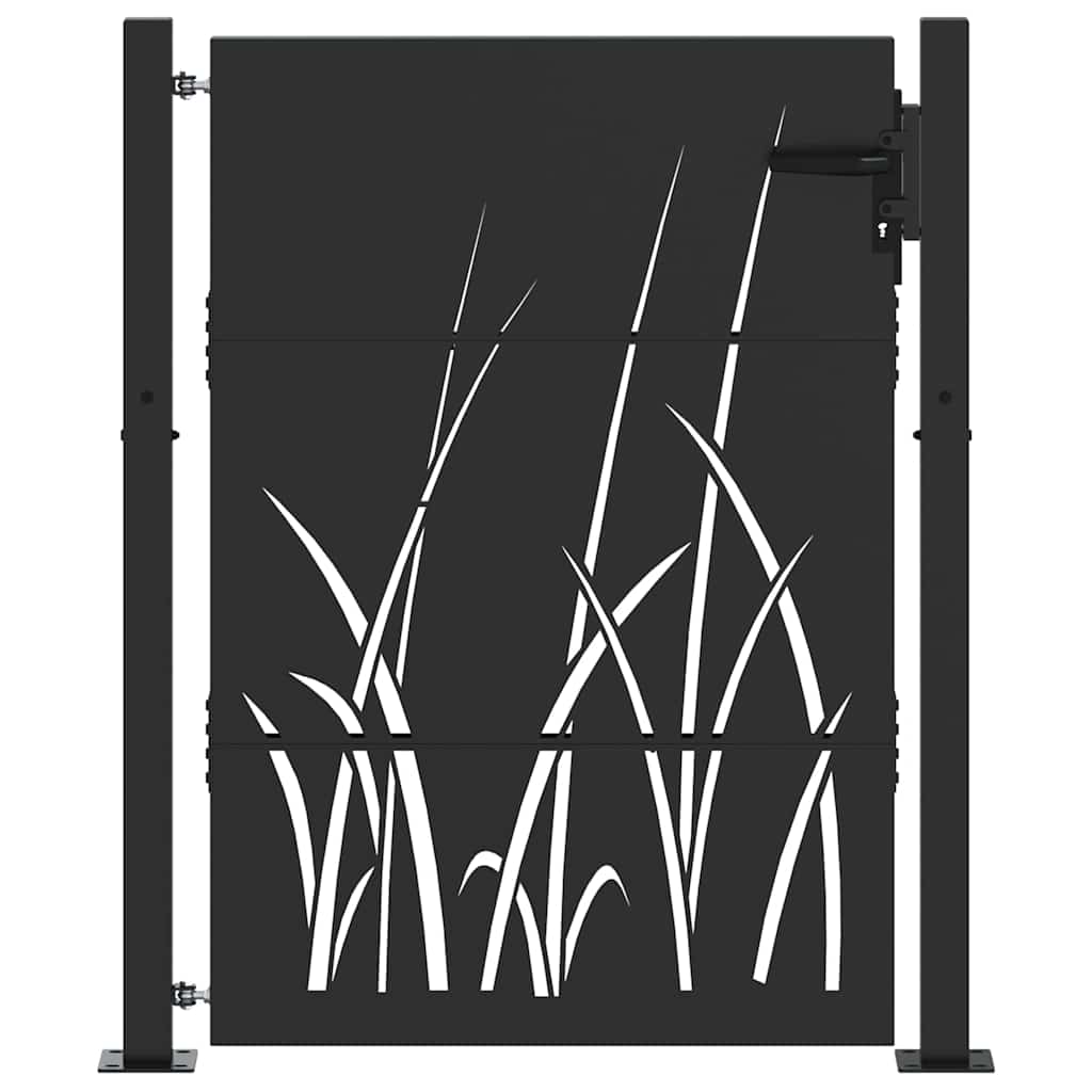 Puerta de jardín con cerradura Negro 110 x 130 cm