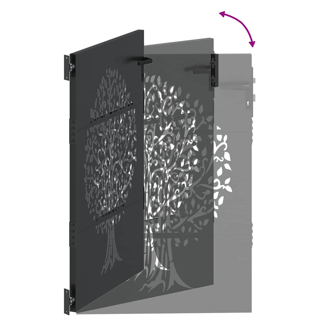 Puerta de jardín con cerradura Negro 110 x 130 cm