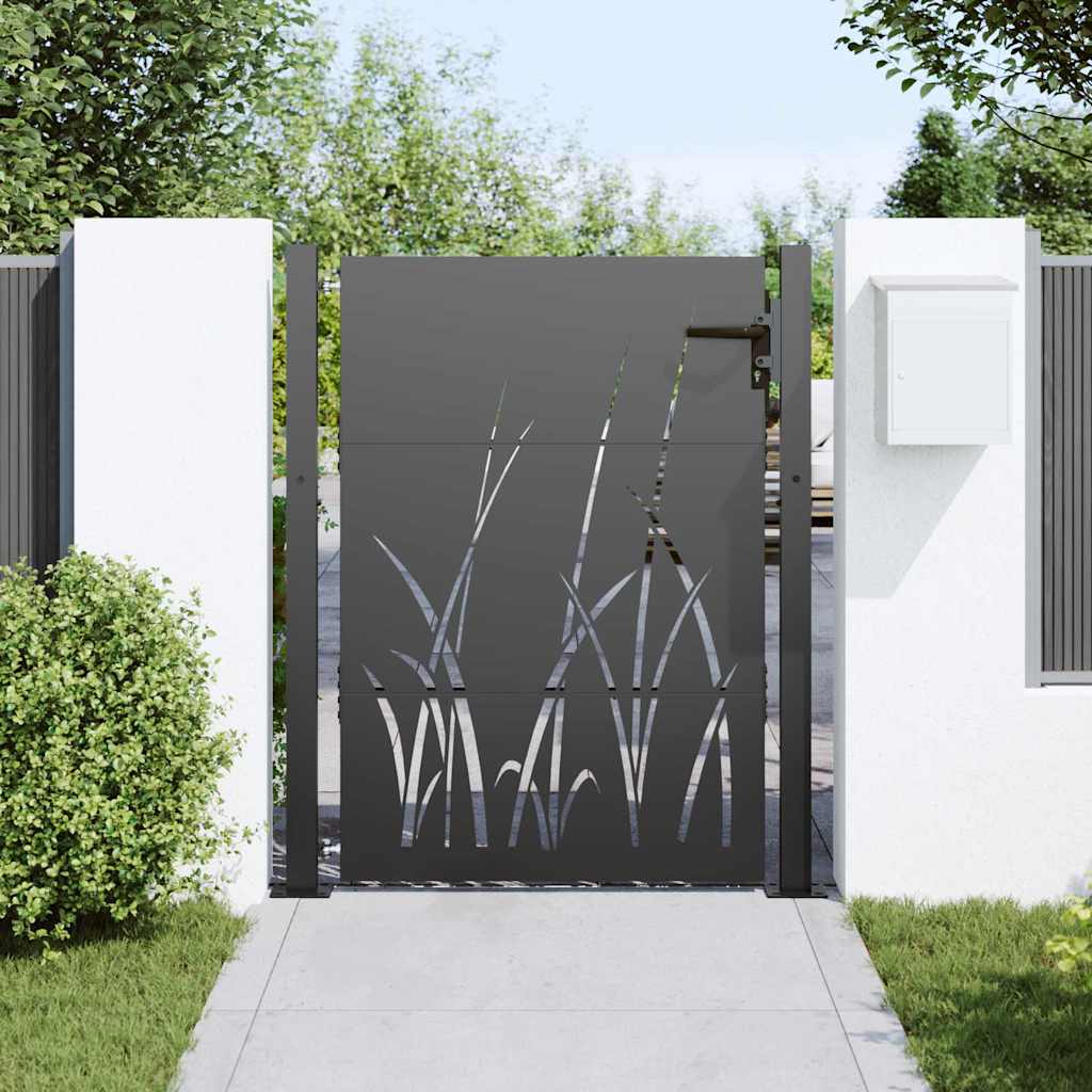 Puerta de jardín con cerradura Negro 110 x 155 cm