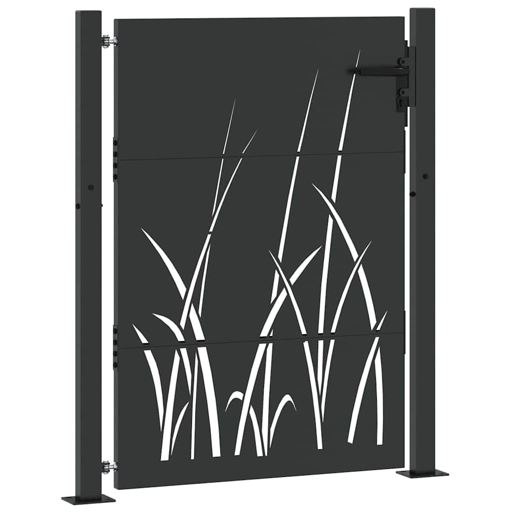 Puerta de jardín con cerradura Negro 110 x 155 cm
