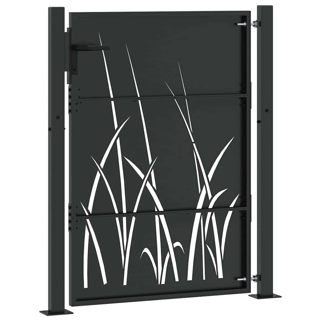 Puerta de jardín con cerradura Negro 110 x 155 cm