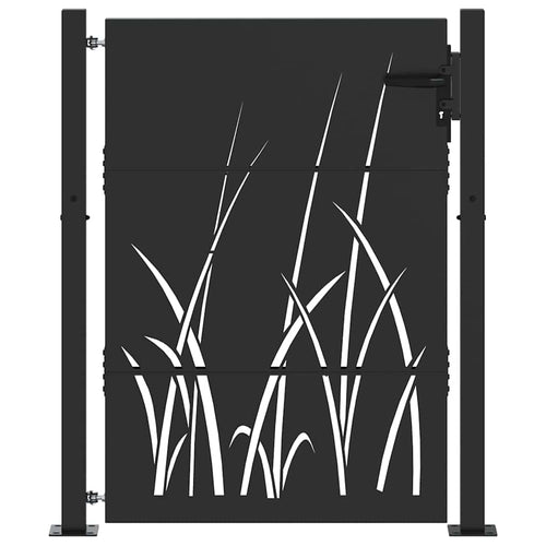 Puerta de jardín con cerradura Negro 110 x 155 cm