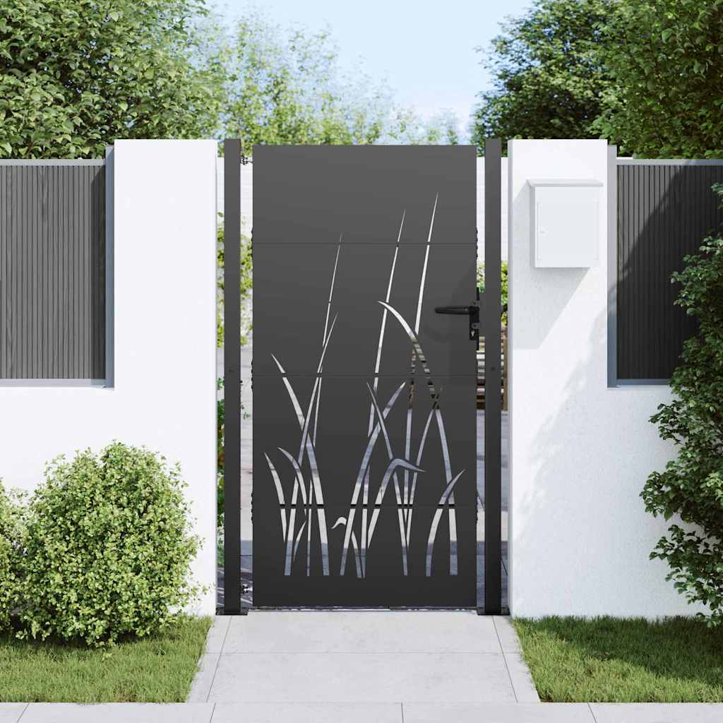 Puerta de jardín con cerradura Negro 110 x 180 cm