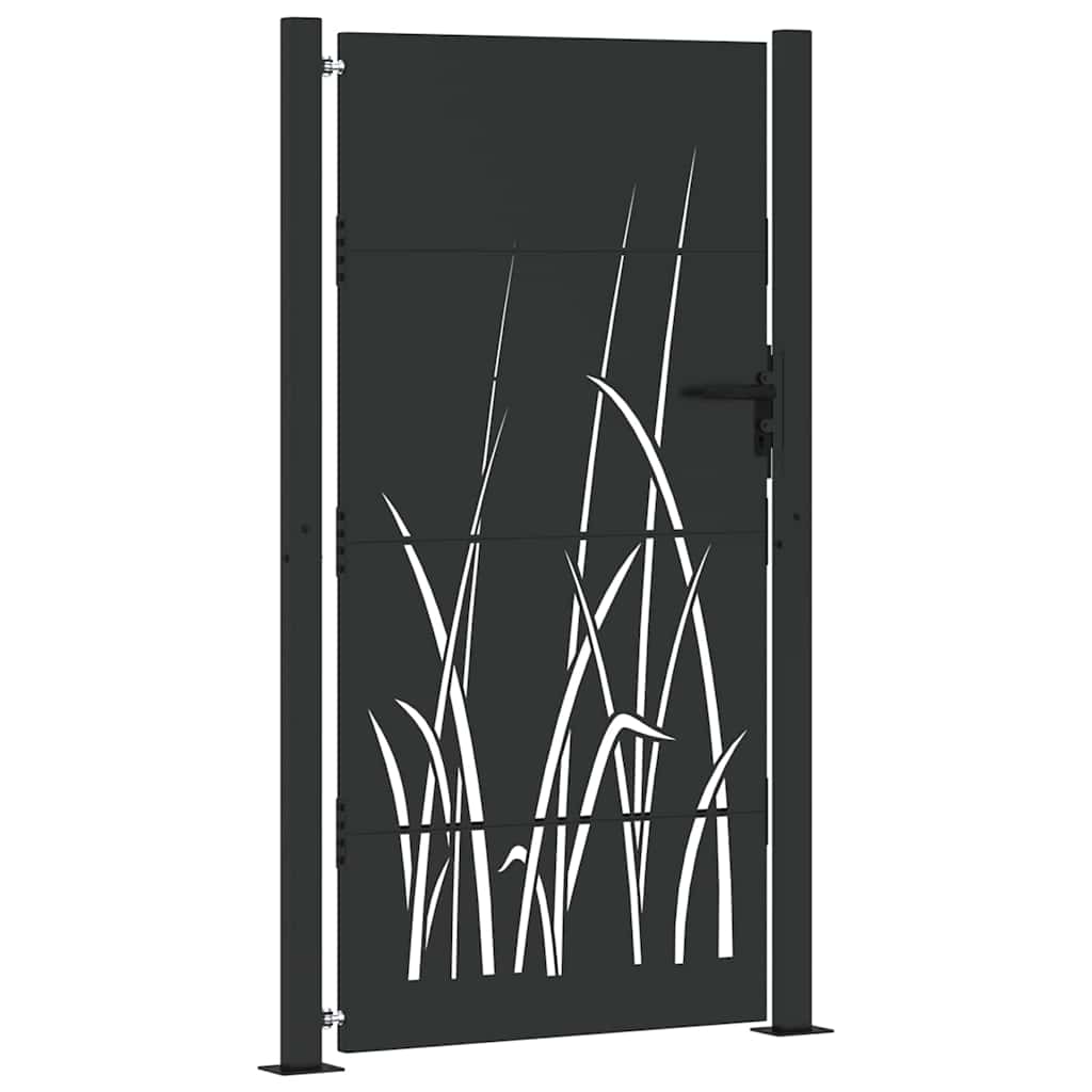 Puerta de jardín con cerradura Negro 110 x 180 cm