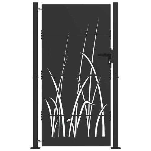 Puerta de jardín con cerradura Negro 110 x 180 cm