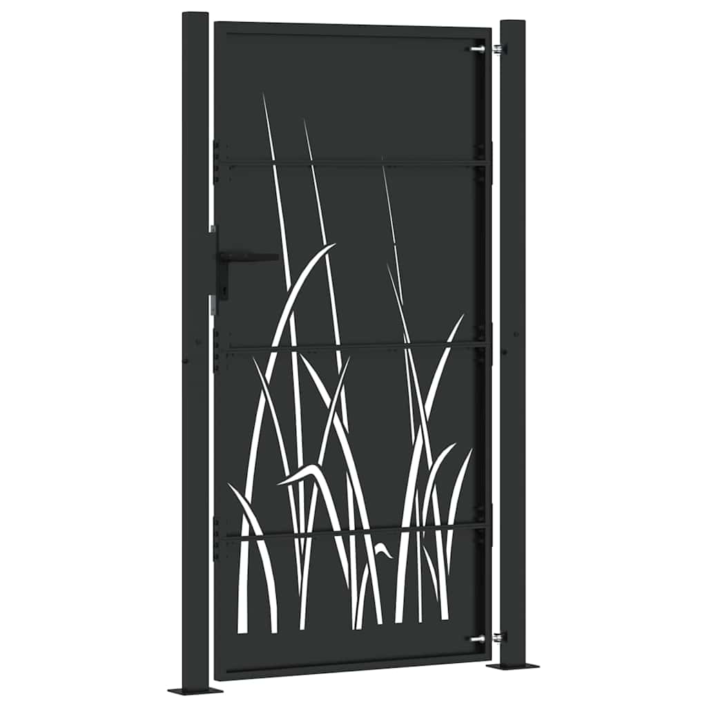 Puerta de jardín con cerradura Negro 110 x 205 cm