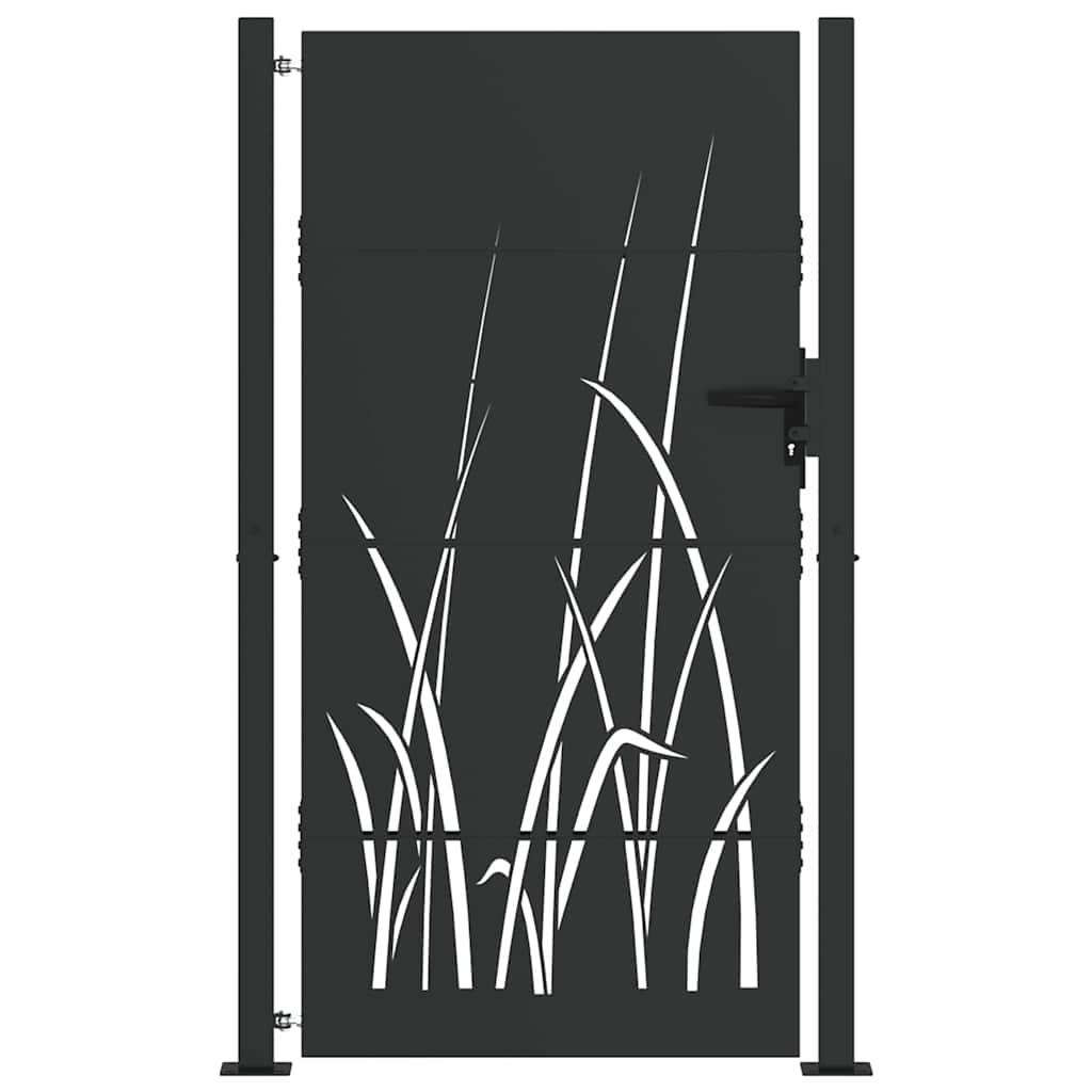 Puerta de jardín con cerradura Negro 110 x 205 cm