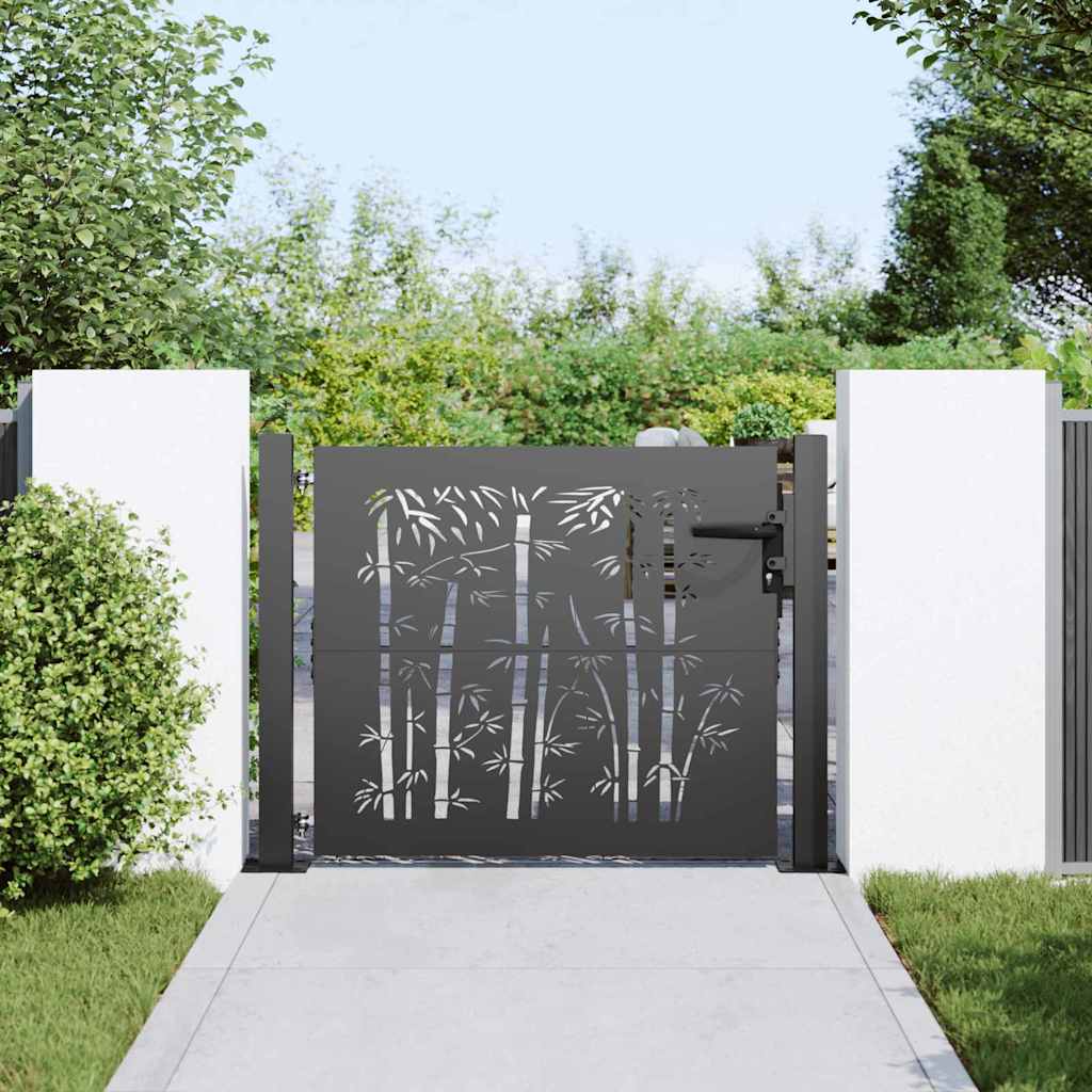 Puerta de jardín con cerradura Negro 110 x 105 cm