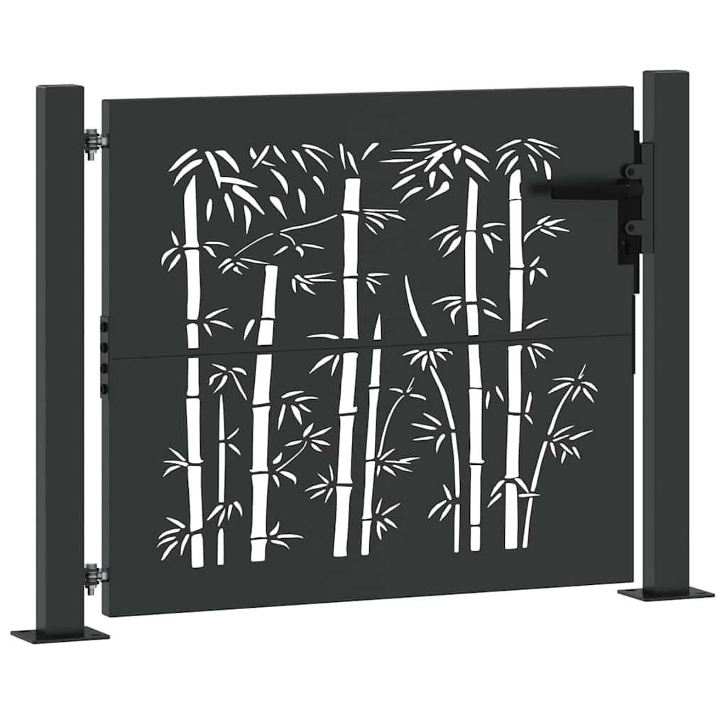 Puerta de jardín con cerradura Negro 110 x 105 cm