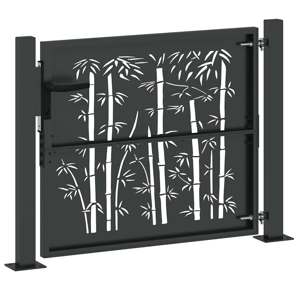 Puerta de jardín con cerradura Negro 110 x 105 cm