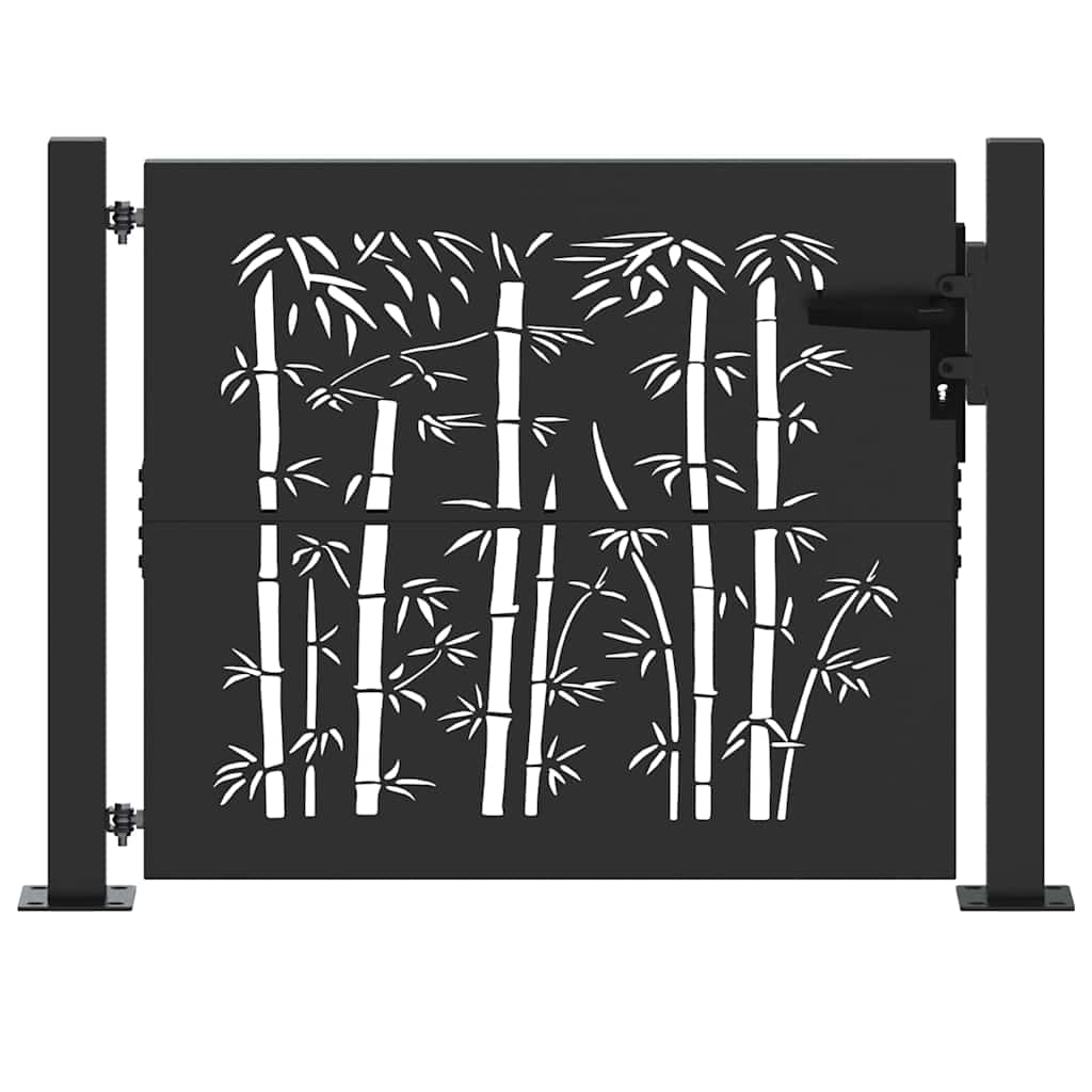Puerta de jardín con cerradura Negro 110 x 105 cm