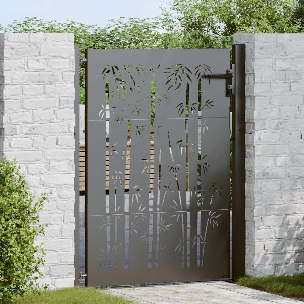 Portão de jardim com fechadura Preto 110 x 105 cm