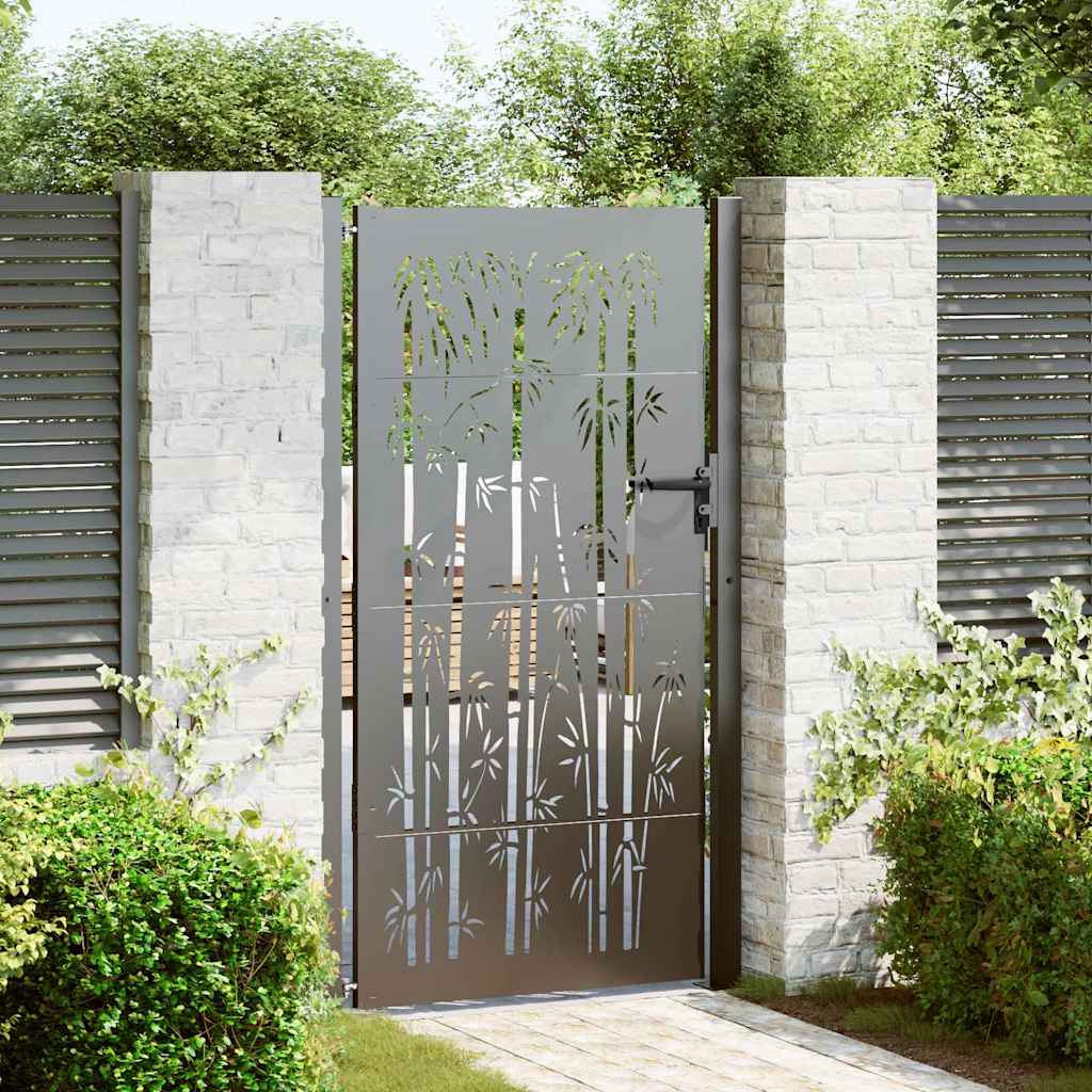 Portão de jardim com fechadura Preto 110 x 105 cm