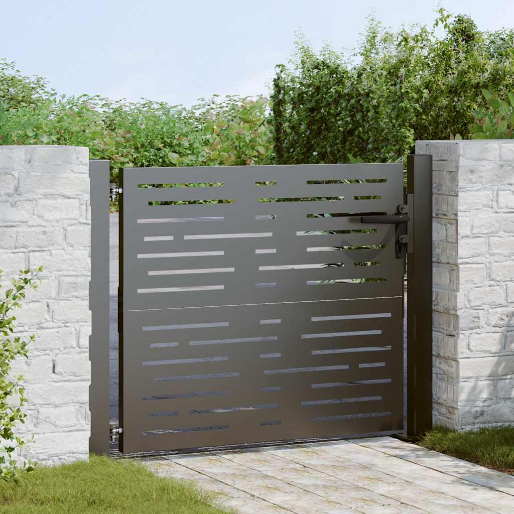 Puerta de jardín con cerradura Negro 110 x 105 cm