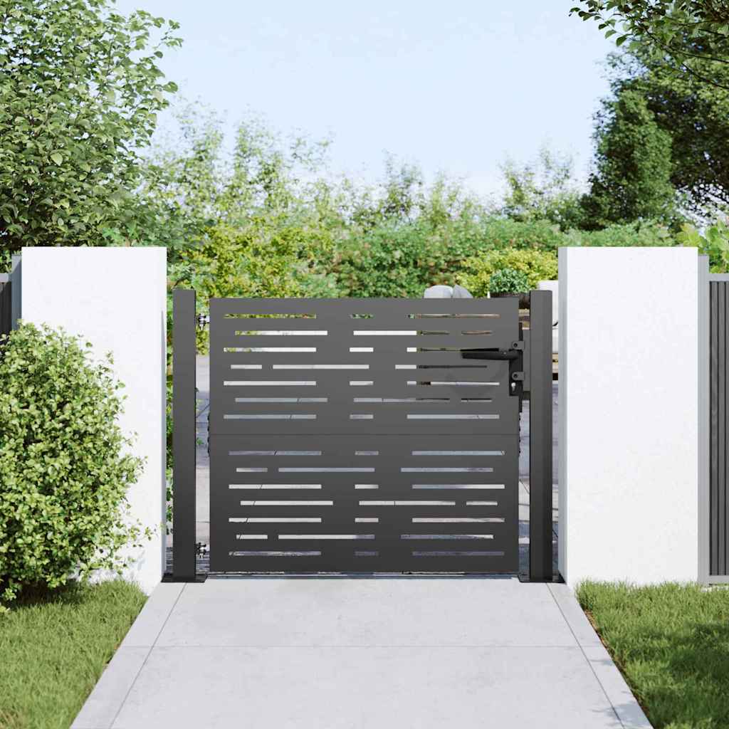 Puerta de jardín con cerradura Negro 110 x 105 cm