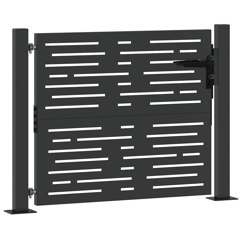 Puerta de jardín con cerradura Negro 110 x 105 cm