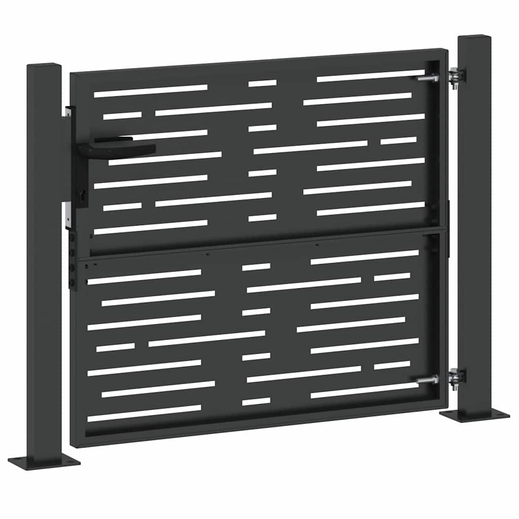Puerta de jardín con cerradura Negro 110 x 105 cm