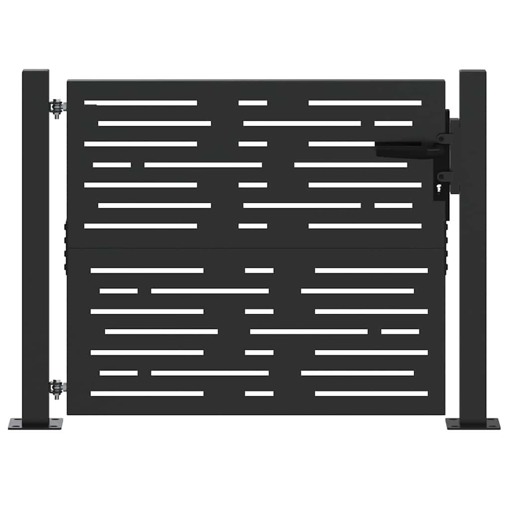 Puerta de jardín con cerradura Negro 110 x 105 cm