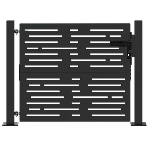 Puerta de jardín con cerradura Negro 110 x 105 cm