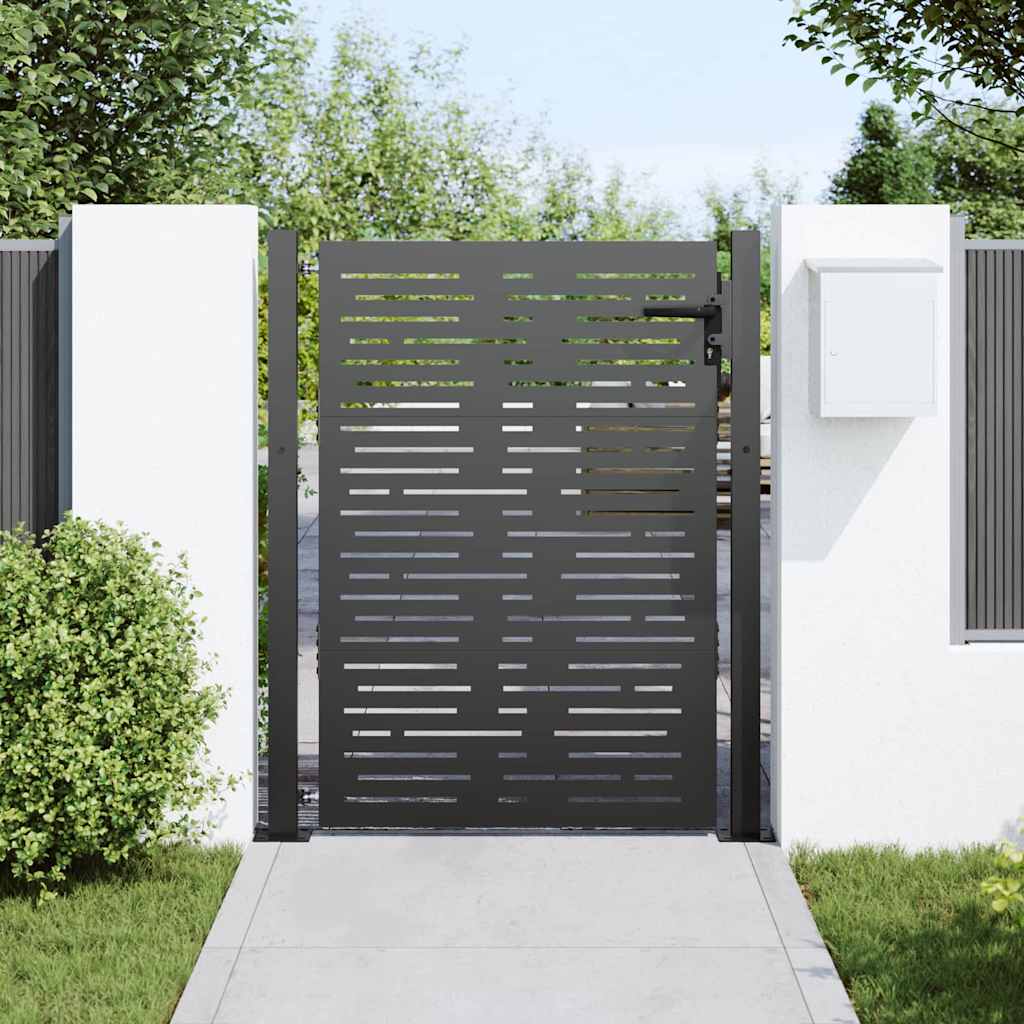 Puerta de jardín con cerradura Negro 110 x 130 cm