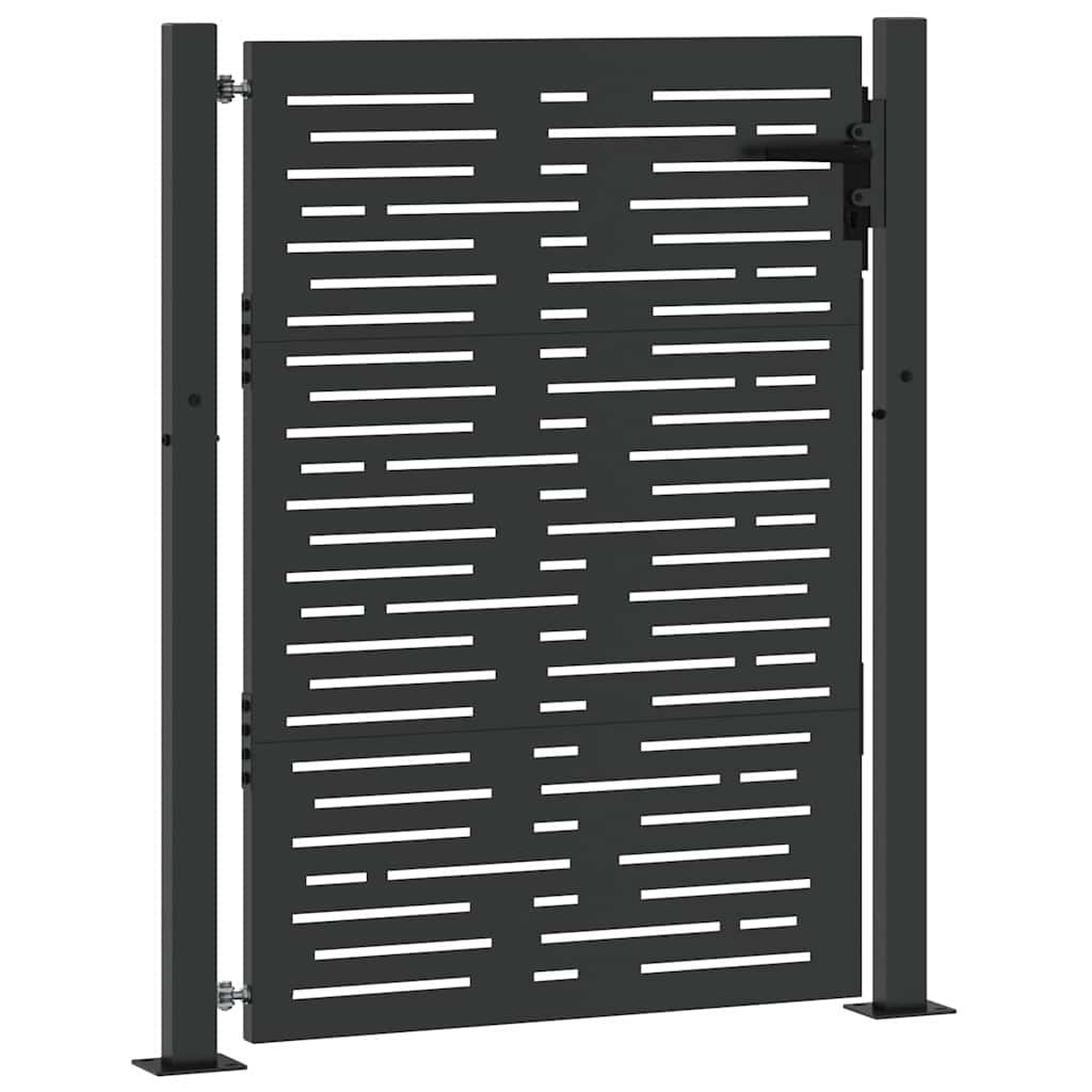 Puerta de jardín con cerradura Negro 110 x 130 cm