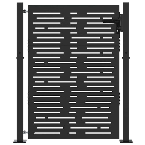 Puerta de jardín con cerradura Negro 110 x 130 cm