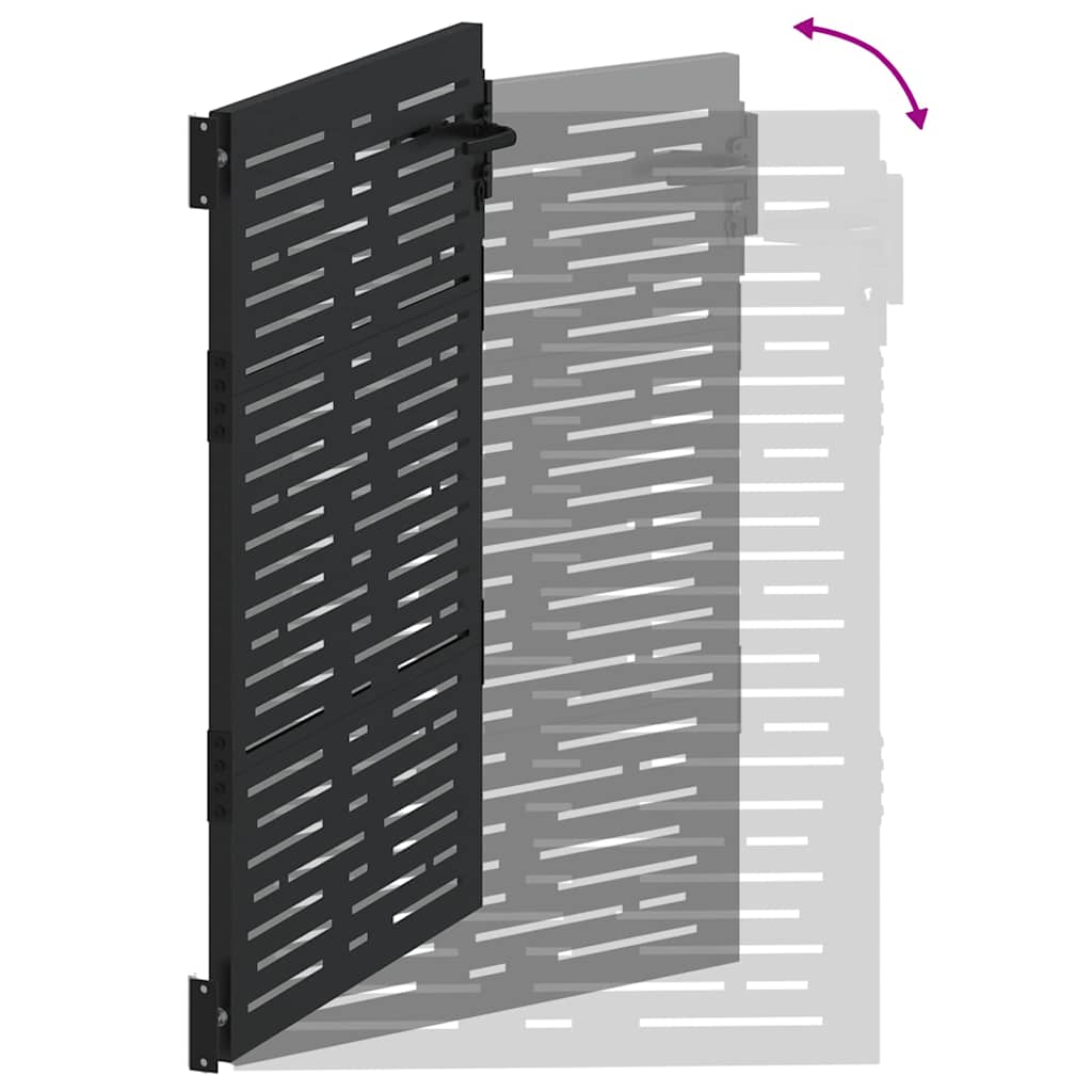 Puerta de jardín con cerradura Negro 110 x 130 cm