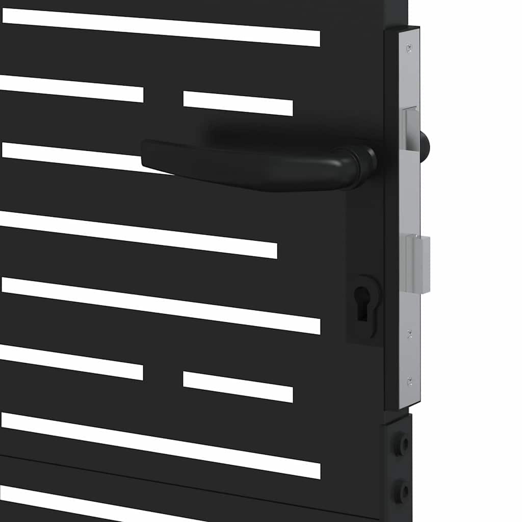 Puerta de jardín con cerradura Negro 110 x 155 cm
