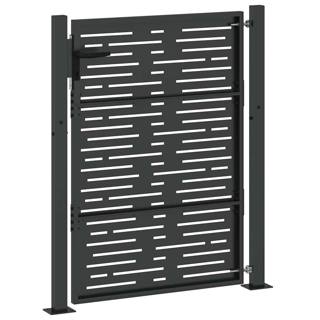 Puerta de jardín con cerradura Negro 110 x 155 cm