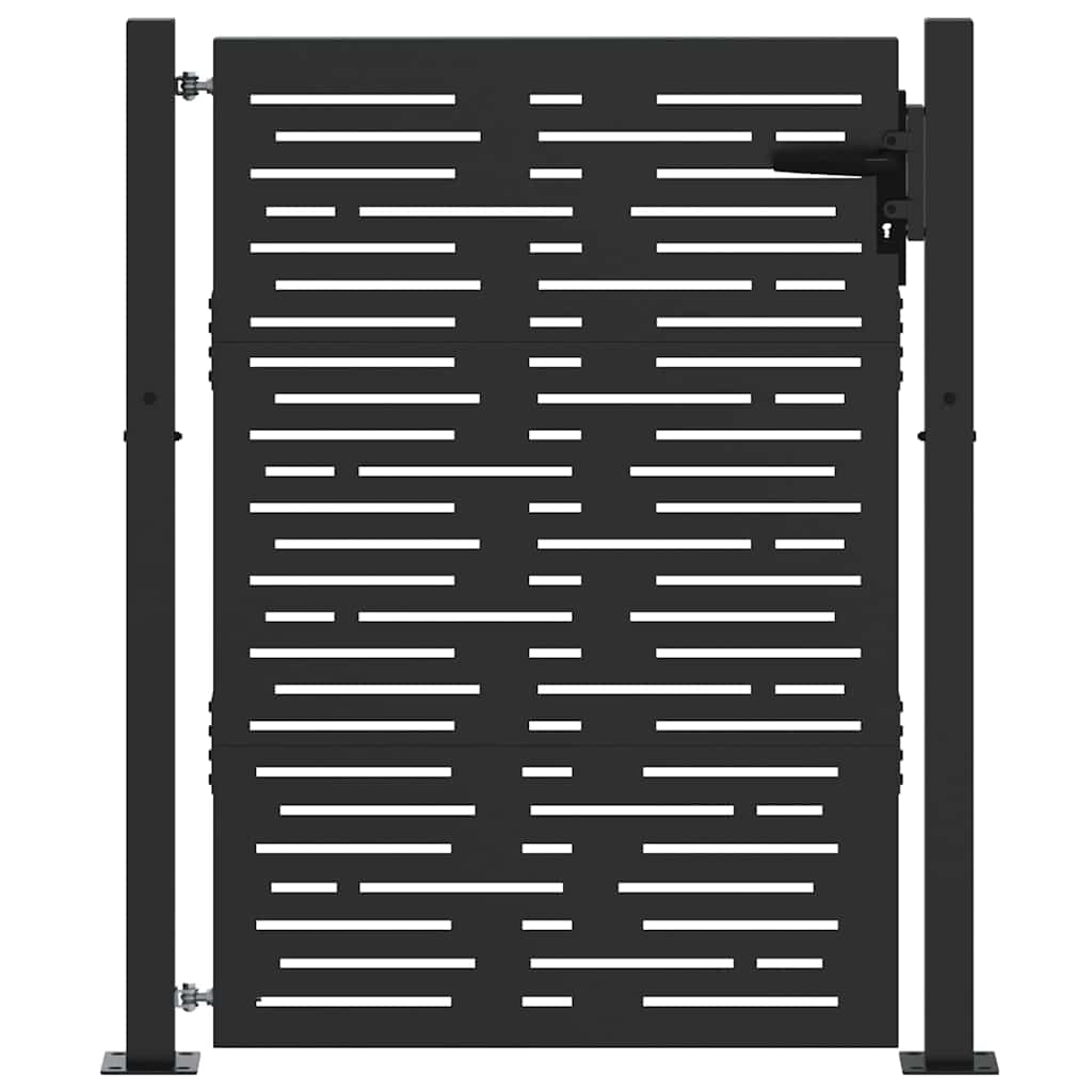 Puerta de jardín con cerradura Negro 110 x 155 cm