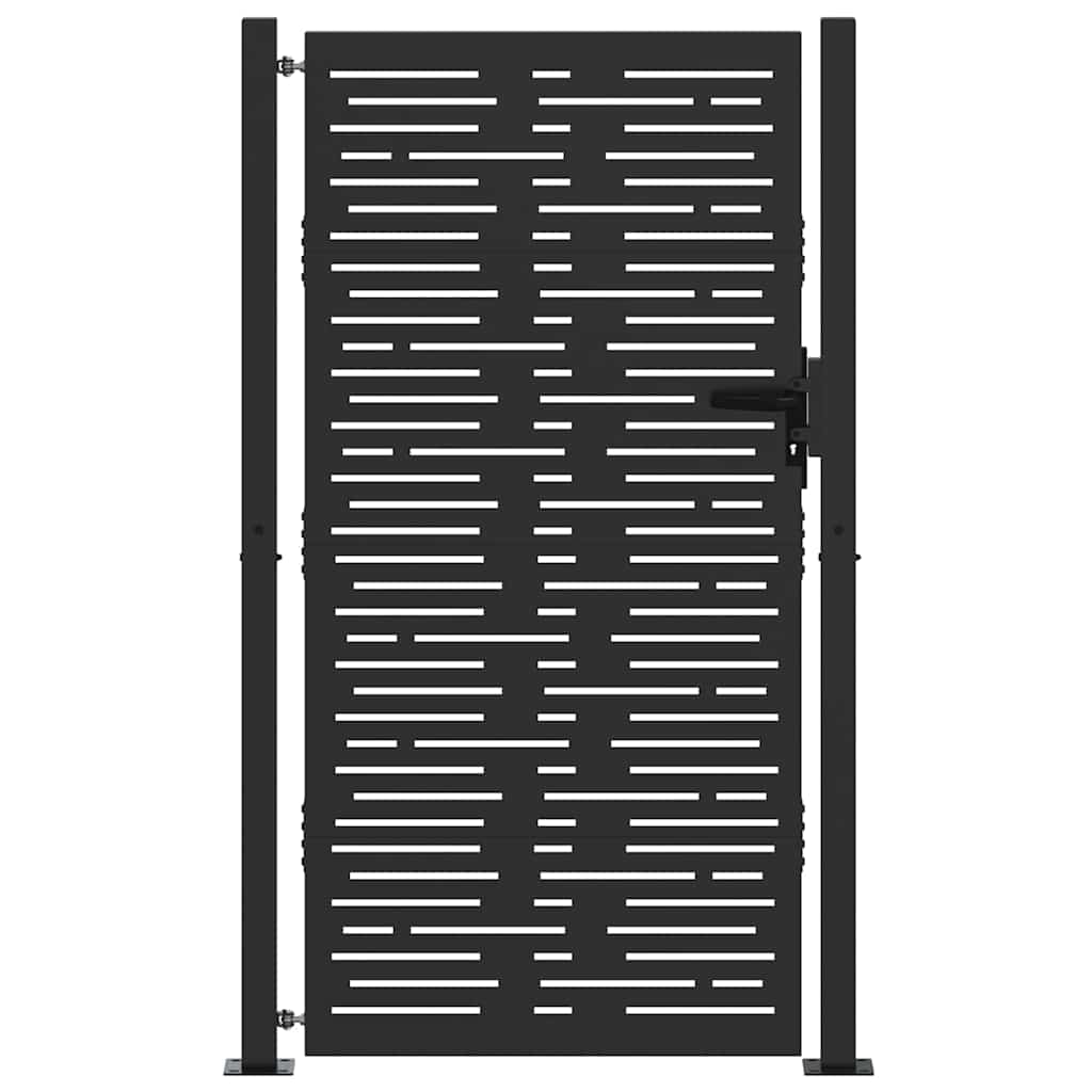 Puerta de jardín con cerradura Negro 110 x 180 cm