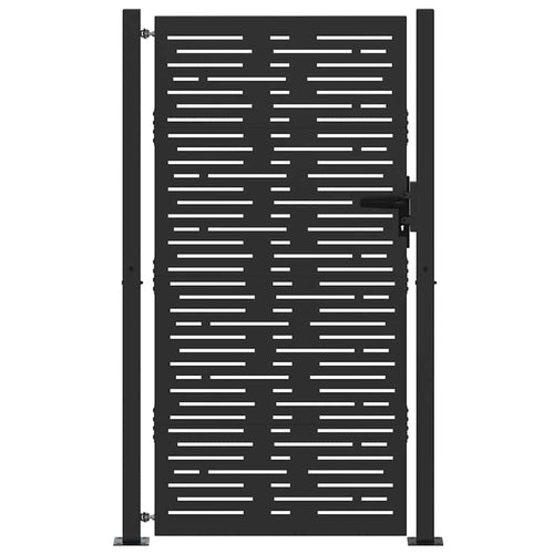 Puerta de jardín con cerradura Negro 110 x 180 cm
