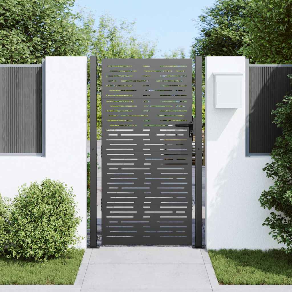 Puerta de jardín con cerradura Negro 110 x 205 cm