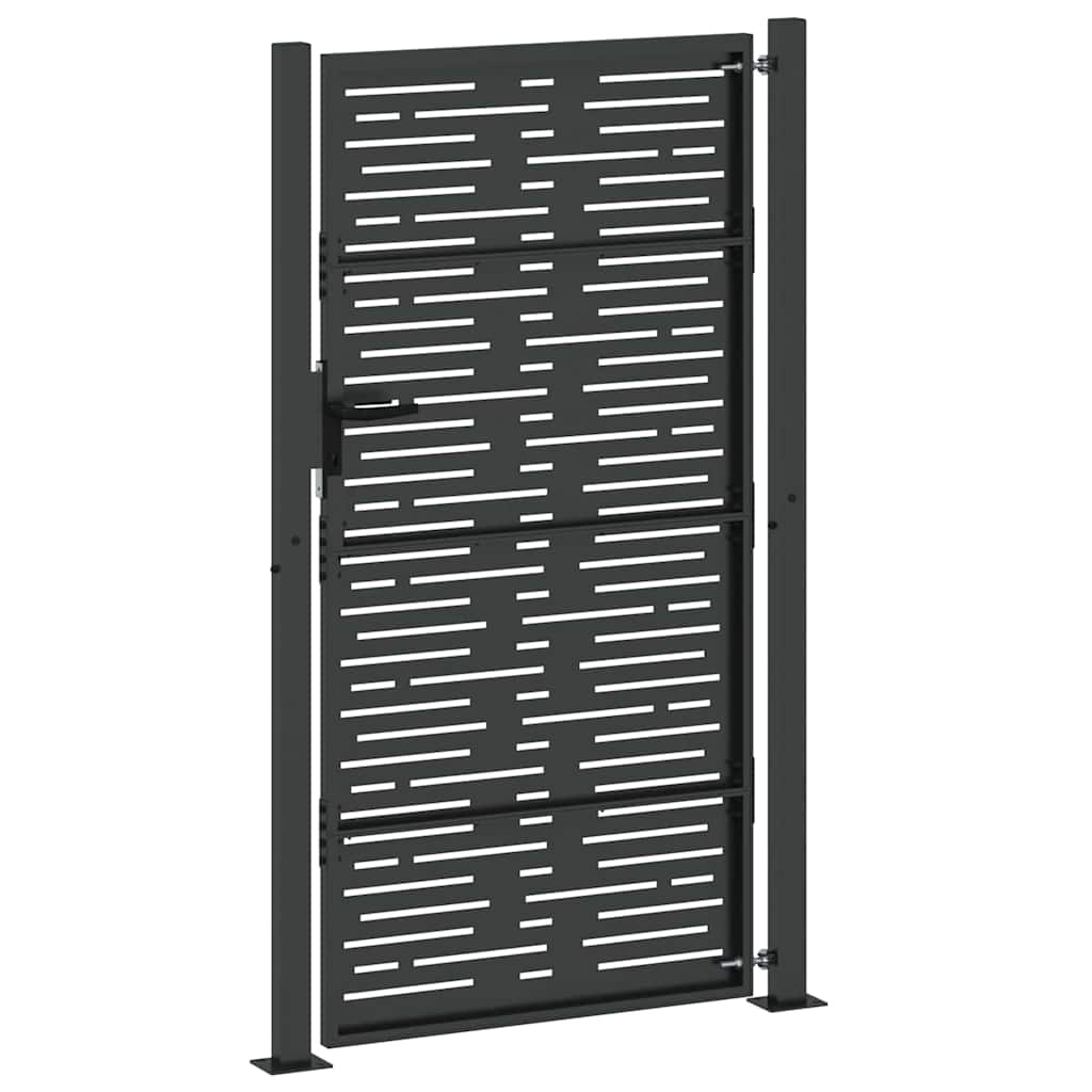 Puerta de jardín con cerradura Negro 110 x 205 cm