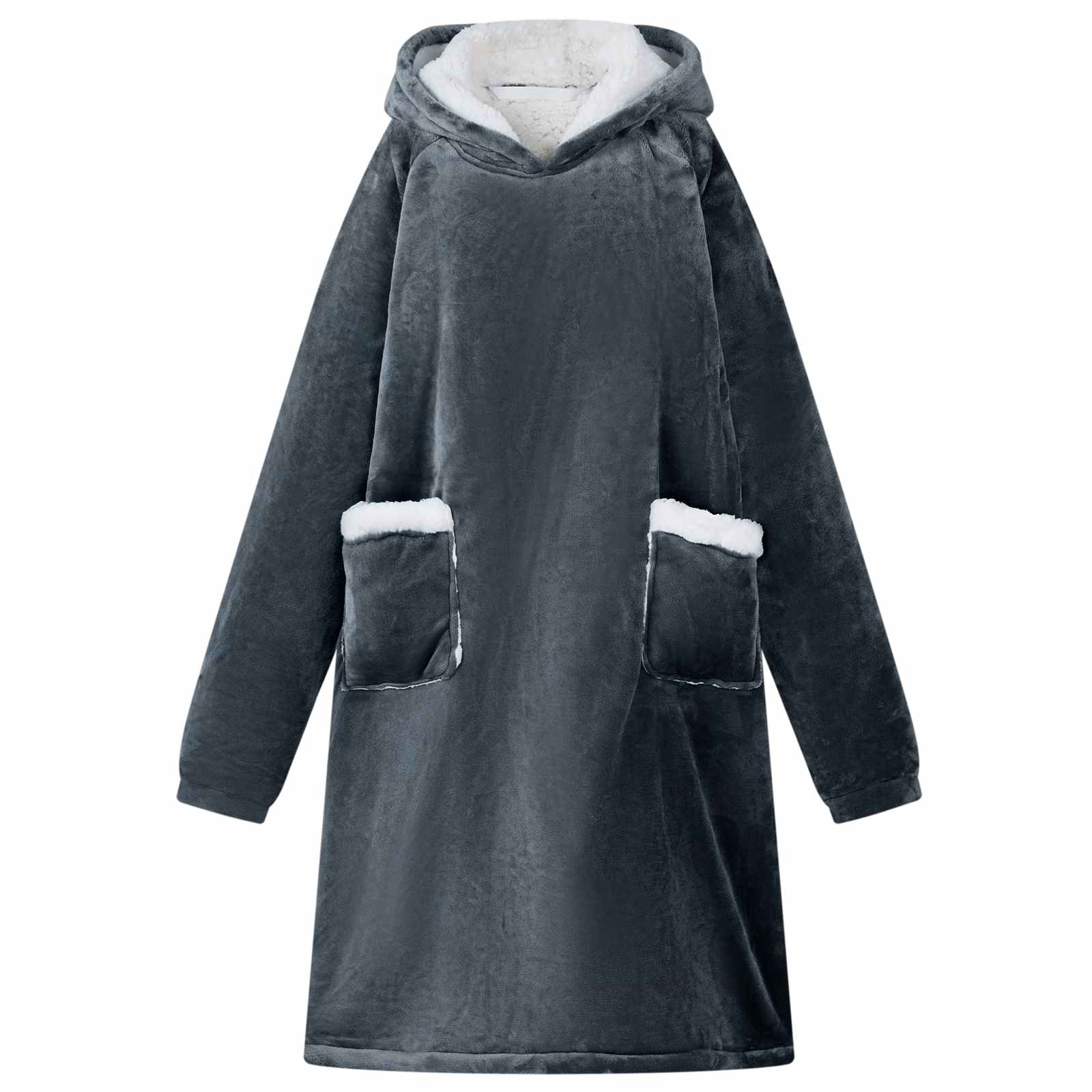 Navy Blue L Blanket Hoodie Fleece and Flannel