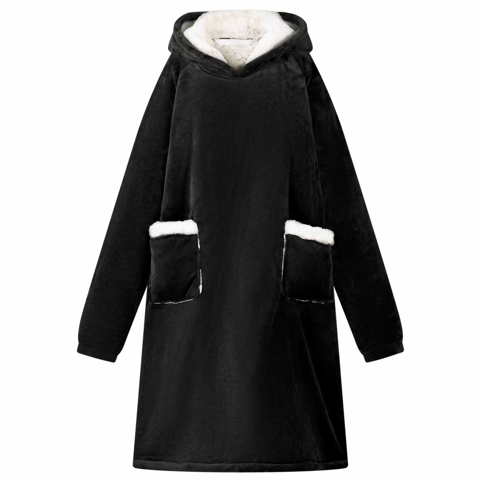 Navy Blue L Blanket Hoodie Fleece and Flannel