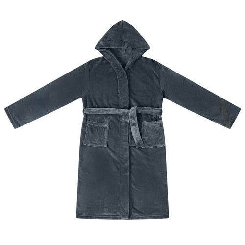 Navy Hooded Bathrobe l Flannel