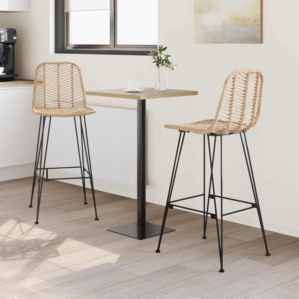 Silla de Bar 2 pcs 44 x 52 x 111 cm Ratan e Hierro